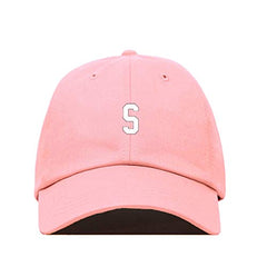 S Initial Letter Baseball Cap Embroidered Cotton Adjustable Dad Hat