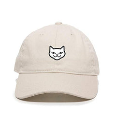 Smiling Cat Dad Baseball Cap Embroidered Cotton Adjustable Dad Hat