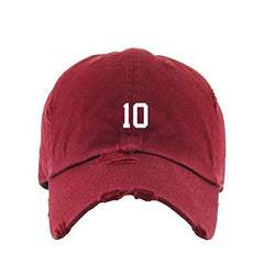 #10 Jersey Number Dad Vintage Baseball Cap Embroidered Cotton Adjustable Distressed Dad Hat