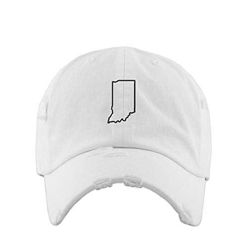 Indiana Map Outline Dad Vintage Baseball Cap Embroidered Cotton Adjustable Distressed Dad Hat
