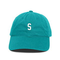 S Initial Letter Baseball Cap Embroidered Cotton Adjustable Dad Hat