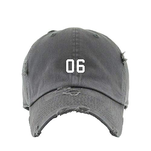 #06 Jersey Number Dad Vintage Baseball Cap Embroidered Cotton Adjustable Distressed Dad Hat