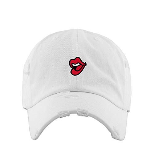 Lips Vintage Baseball Cap Embroidered Cotton Adjustable Distressed Dad Hat