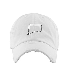 Connecticut Map Outline Dad Vintage Baseball Cap Embroidered Cotton Adjustable Distressed Dad Hat