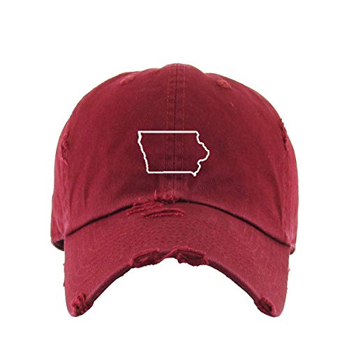 Iowa Map Outline Dad Vintage Baseball Cap Embroidered Cotton Adjustable Distressed Dad Hat