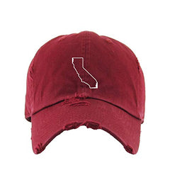 California Map Outline Dad Vintage Baseball Cap Embroidered Cotton Adjustable Distressed Dad Hat