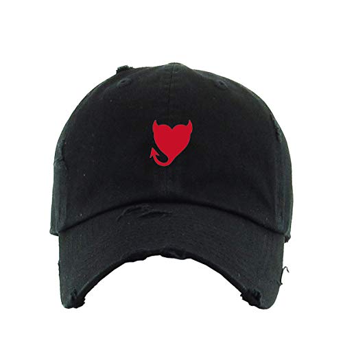 Devil Heart Vintage Baseball Cap Embroidered Cotton Adjustable Distressed Dad Hat