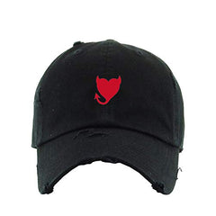 Devil Heart Vintage Baseball Cap Embroidered Cotton Adjustable Distressed Dad Hat