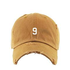 #9 Jersey Number Dad Vintage Baseball Cap Embroidered Cotton Adjustable Distressed Dad Hat