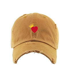 Heart Crown Vintage Baseball Cap Embroidered Cotton Adjustable Distressed Dad Hat
