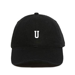 U Initial Letter Baseball Cap Embroidered Cotton Adjustable Dad Hat