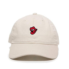 Lips Baseball Cap Embroidered Cotton Adjustable Dad Hat