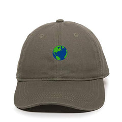 Earth Globe Baseball Cap Embroidered Cotton Adjustable Dad Hat