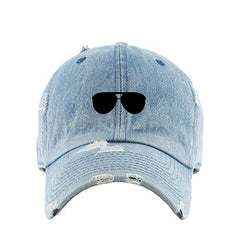 Aviator Glasses Vintage Baseball Cap Embroidered Cotton Adjustable Distressed Dad Hat