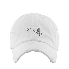 Maryland Map Outline Dad Vintage Baseball Cap Embroidered Cotton Adjustable Distressed Dad Hat