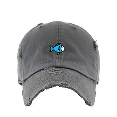 Blue Fish Vintage Baseball Cap Embroidered Cotton Adjustable Distressed Dad Hat