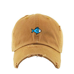Blue Fish Vintage Baseball Cap Embroidered Cotton Adjustable Distressed Dad Hat