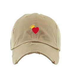 Heart Crown Vintage Baseball Cap Embroidered Cotton Adjustable Distressed Dad Hat