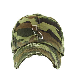 California Map Outline Dad Vintage Baseball Cap Embroidered Cotton Adjustable Distressed Dad Hat