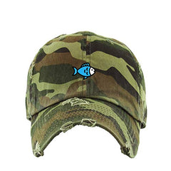 Blue Fish Vintage Baseball Cap Embroidered Cotton Adjustable Distressed Dad Hat