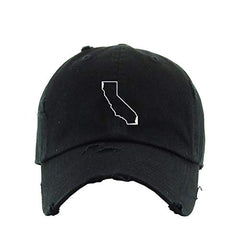California Map Outline Dad Vintage Baseball Cap Embroidered Cotton Adjustable Distressed Dad Hat