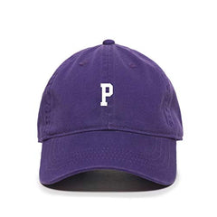 P Initial Letter Baseball Cap Embroidered Cotton Adjustable Dad Hat