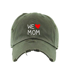 We Love Mom Vintage Baseball Cap Embroidered Cotton Adjustable Distressed Dad Hat