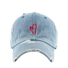 Loose Heart Vintage Baseball Cap Embroidered Cotton Adjustable Distressed Dad Hat