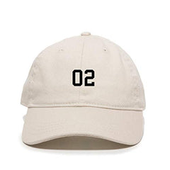 #02 Jersey Number Dad Baseball Cap Embroidered Cotton Adjustable Dad Hat