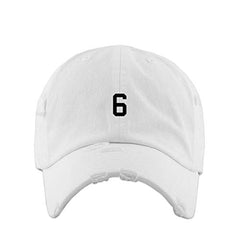#6 Jersey Number Dad Vintage Baseball Cap Embroidered Cotton Adjustable Distressed Dad Hat