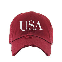 USA 4th of July Vintage Baseball Cap Embroidered Cotton Adjustable Distressed Dad Hat