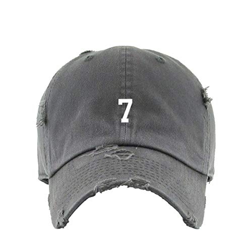 #7 Jersey Number Dad Vintage Baseball Cap Embroidered Cotton Adjustable Distressed Dad Hat