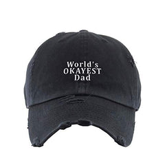 World's Okayest Dad Vintage Baseball Cap Embroidered Cotton Adjustable Distressed Dad Hat