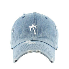 Palm Tree Slanted Vintage Baseball Cap Embroidered Cotton Adjustable Distressed Dad Hat