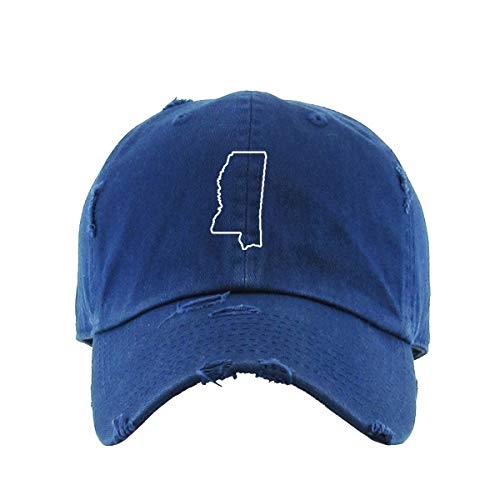 Mississippi Map Outline Dad Vintage Baseball Cap Embroidered Cotton Adjustable Distressed Dad Hat