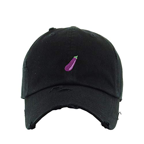 Eggplant Vintage Baseball Cap Embroidered Cotton Adjustable Distressed Dad Hat