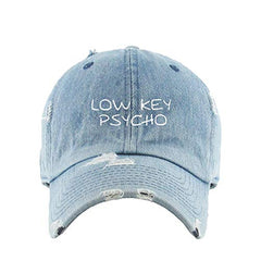 Low Key Psycho Vintage Baseball Cap Embroidered Cotton Adjustable Distressed Dad Hat