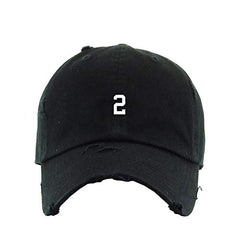 #2 Jersey Number Dad Vintage Baseball Cap Embroidered Cotton Adjustable Distressed Dad Hat