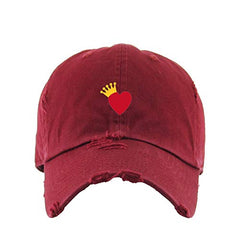 Heart Crown Vintage Baseball Cap Embroidered Cotton Adjustable Distressed Dad Hat