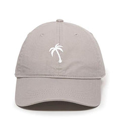 Palm Tree Slanted Baseball Cap Embroidered Cotton Adjustable Dad Hat