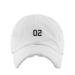 #02 Jersey Number Dad Vintage Baseball Cap Embroidered Cotton Adjustable Distressed Dad Hat