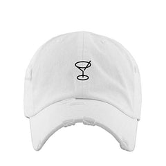 Martini Glass Vintage Baseball Cap Embroidered Cotton Adjustable Distressed Dad Hat