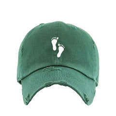 Footprints Vintage Baseball Cap Embroidered Cotton Adjustable Distressed Dad Hat