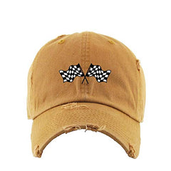 Race Flags Vintage Baseball Cap Embroidered Cotton Adjustable Distressed Dad Hat