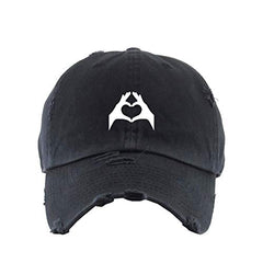 Heart Hand Vintage Baseball Cap Embroidered Cotton Adjustable Distressed Dad Hat