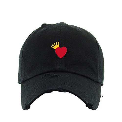 Heart Crown Vintage Baseball Cap Embroidered Cotton Adjustable Distressed Dad Hat
