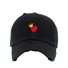 Heart Crown Vintage Baseball Cap Embroidered Cotton Adjustable Distressed Dad Hat