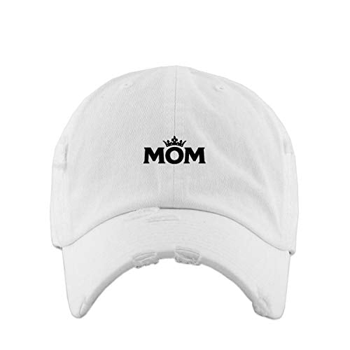 Mom Crown Vintage Baseball Cap Embroidered Cotton Adjustable Distressed Dad Hat