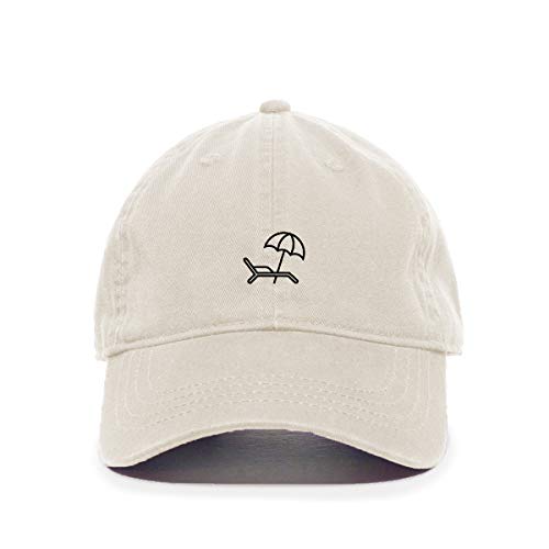 Beach Chair with Umbrella Baseball Cap Embroidered Cotton Adjustable Dad Hat