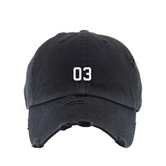 #03 Jersey Number Dad Vintage Baseball Cap Embroidered Cotton Adjustable Distressed Dad Hat